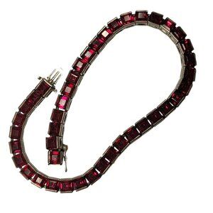 Crown Trifari Vintage Tennis Bracelet Red